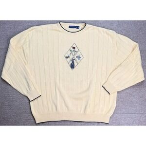 Pinnacle Vintage Men's Golf Logo Embroidered Striped Sweater Size XXL